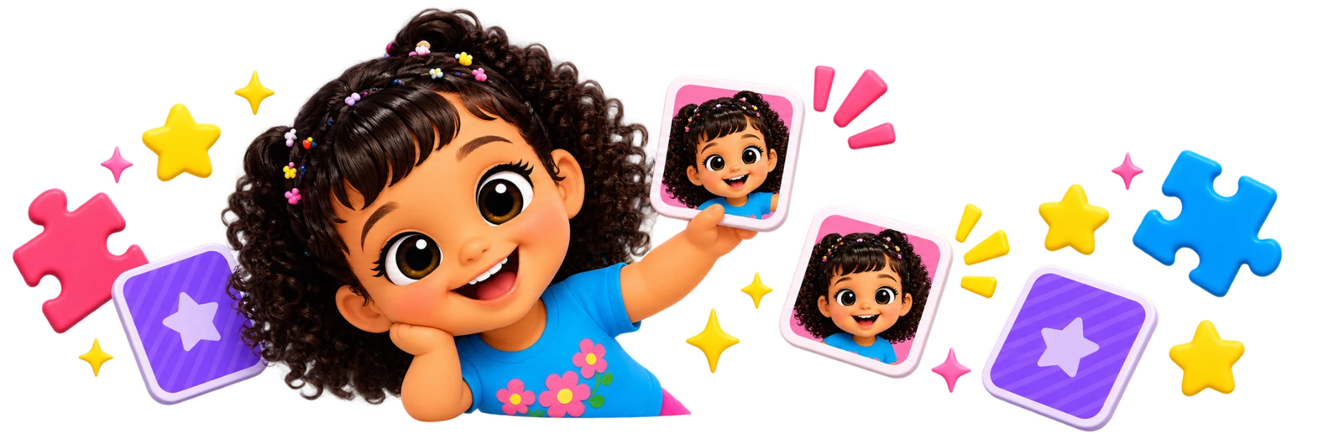 Júlia brincando com cartas do jogo da memória