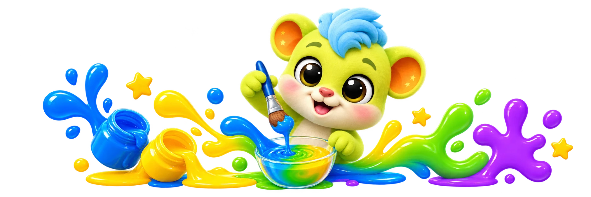Bobby misturando tintas coloridas
